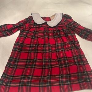 Red Plaid Dress with White Collar